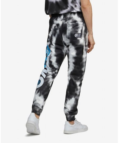 Men's Big and Tall Tie-Dye Star Burst Fleece Joggers Gray $35.36 Pants