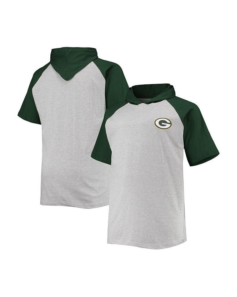 Men's Heathered Gray, Green Green Bay Packers Big and Tall Raglan Short Sleeve Pullover Hoodie $28.49 Sweatshirt