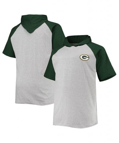 Men's Heathered Gray, Green Green Bay Packers Big and Tall Raglan Short Sleeve Pullover Hoodie $28.49 Sweatshirt