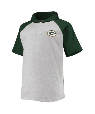 Men's Heathered Gray, Green Green Bay Packers Big and Tall Raglan Short Sleeve Pullover Hoodie $28.49 Sweatshirt