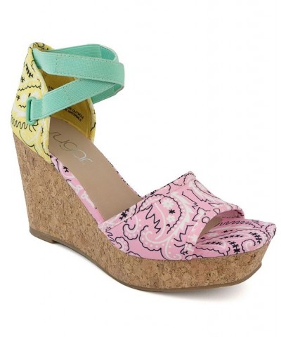 Women's Harlow Wedge Sandals Pink $18.49 Shoes