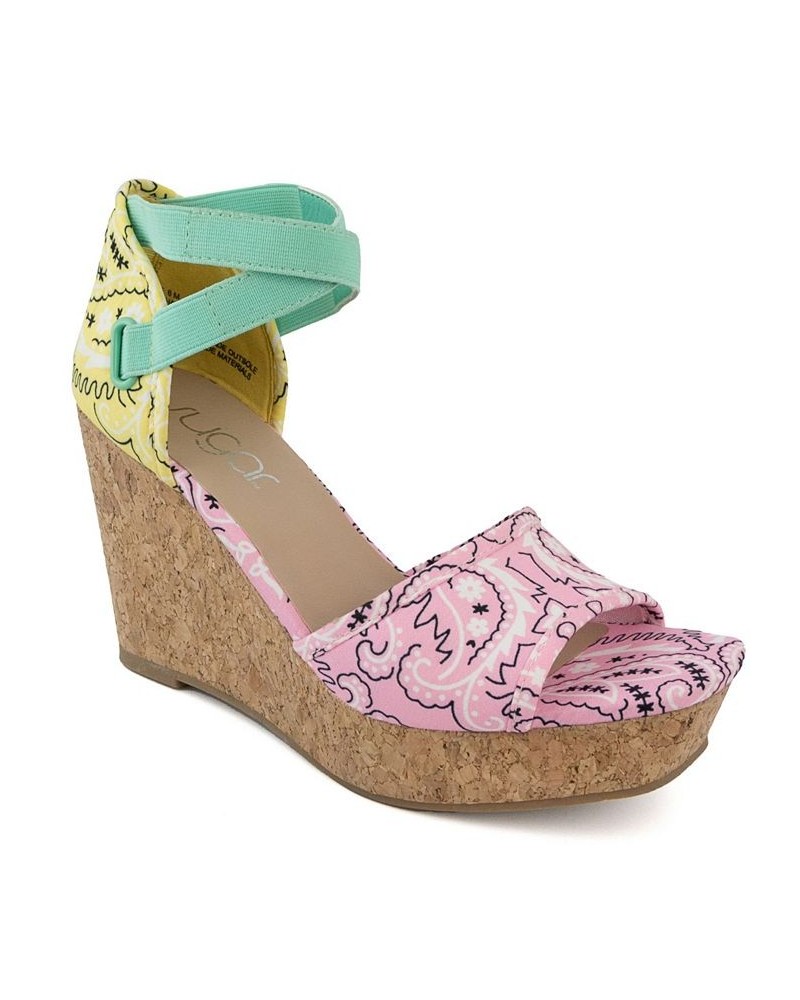 Women's Harlow Wedge Sandals Pink $18.49 Shoes