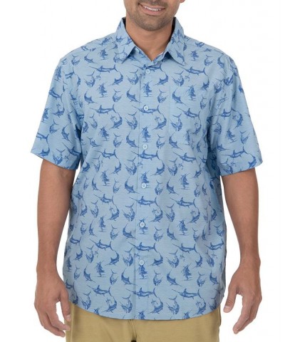 Men's Billfish-Print Fishing Shirt Blue $29.25 Shirts