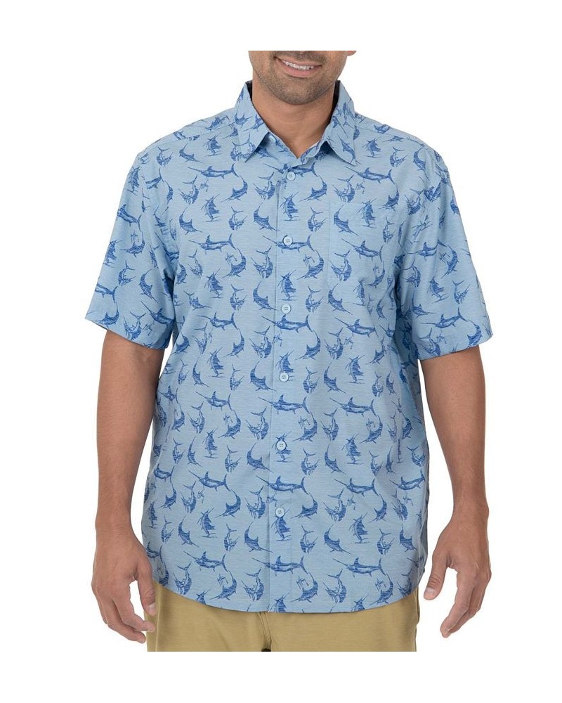 Men's Billfish-Print Fishing Shirt Blue $29.25 Shirts