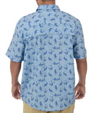 Men's Billfish-Print Fishing Shirt Blue $29.25 Shirts