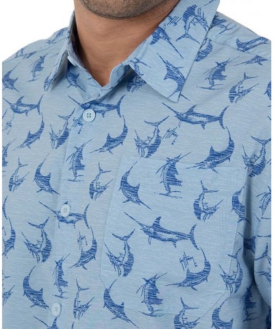 Men's Billfish-Print Fishing Shirt Blue $29.25 Shirts