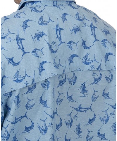 Men's Billfish-Print Fishing Shirt Blue $29.25 Shirts