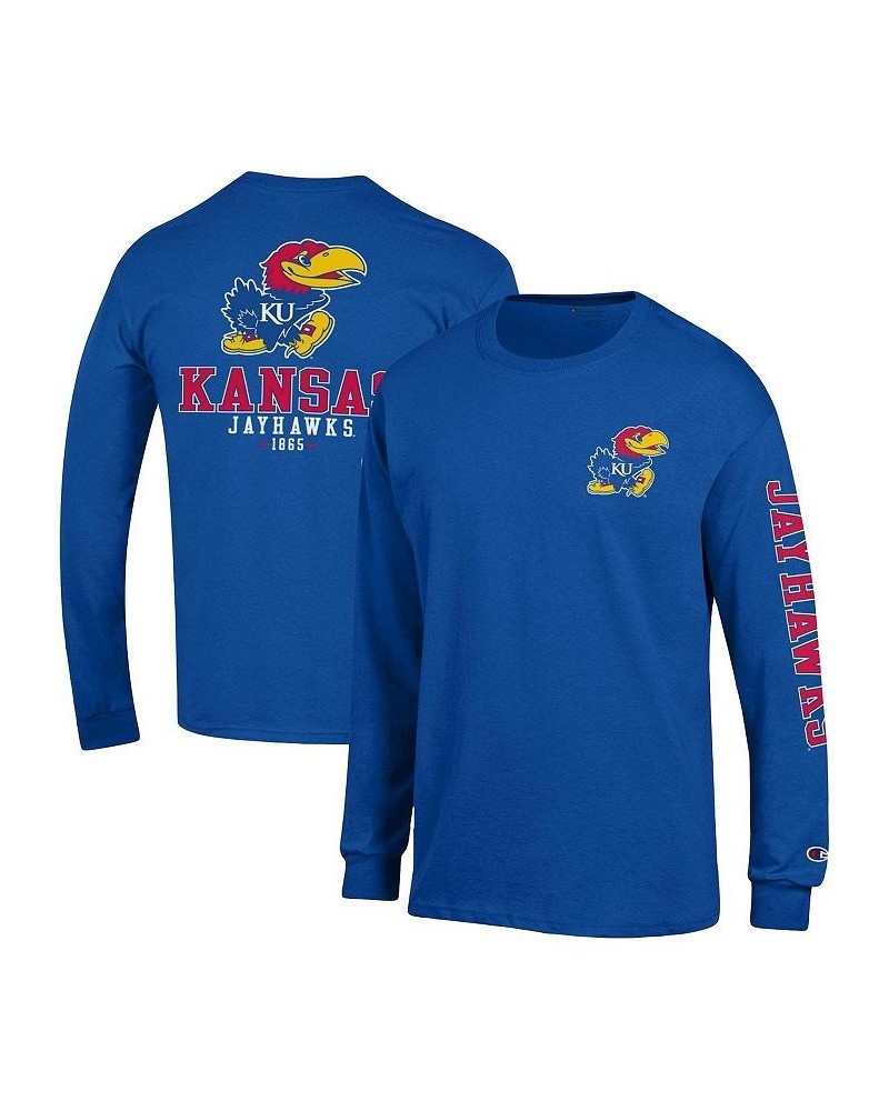 Men's Royal Kansas Jayhawks Team Stack Long Sleeve T-shirt $22.50 T-Shirts