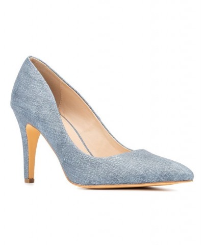 Women's Mona Wide Width Pumps Blue $26.38 Shoes