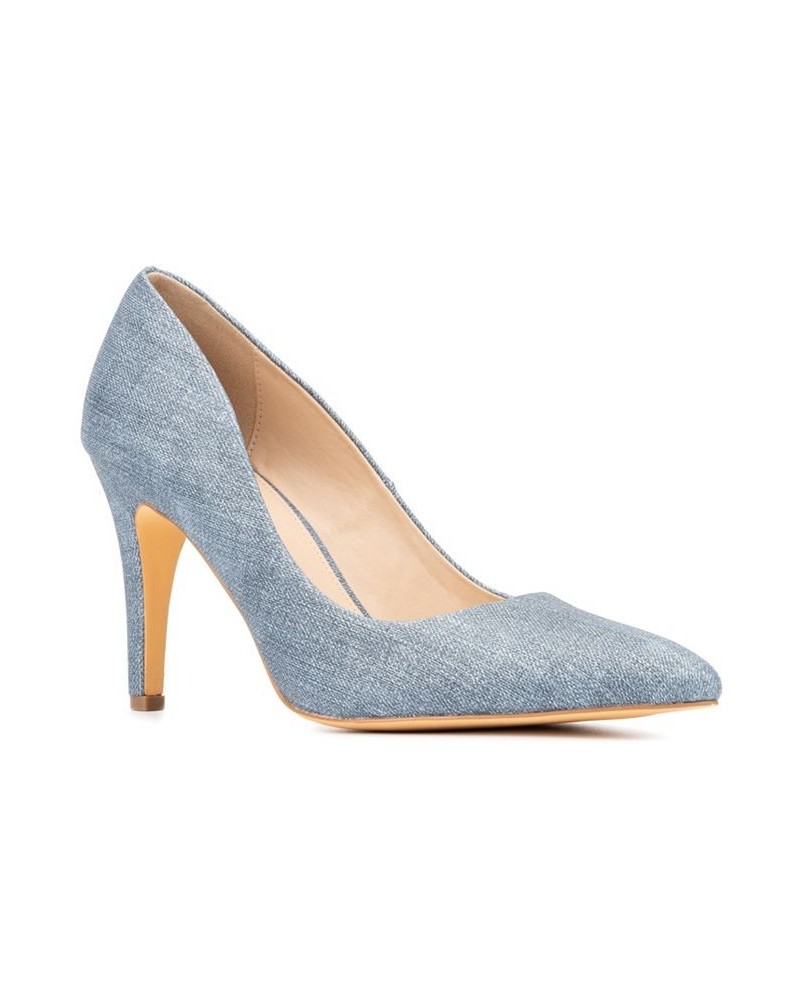 Women's Mona Wide Width Pumps Blue $26.38 Shoes