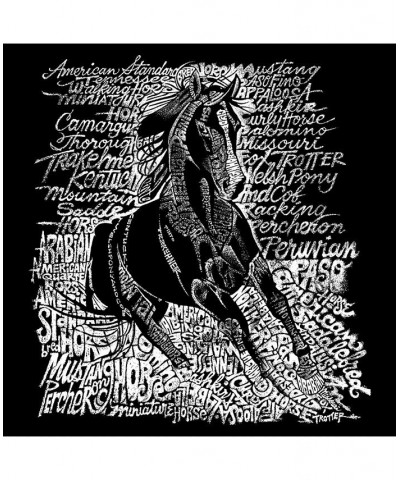 Men's Word Art Hooded Sweatshirt - Horse Breeds Black $34.19 Sweatshirt