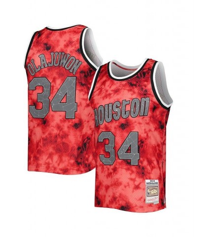 Men's Hakeem Olajuwon Red Houston Rockets 1993-94 Galaxy Swingman Jersey $57.34 Jersey