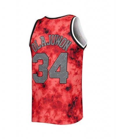 Men's Hakeem Olajuwon Red Houston Rockets 1993-94 Galaxy Swingman Jersey $57.34 Jersey