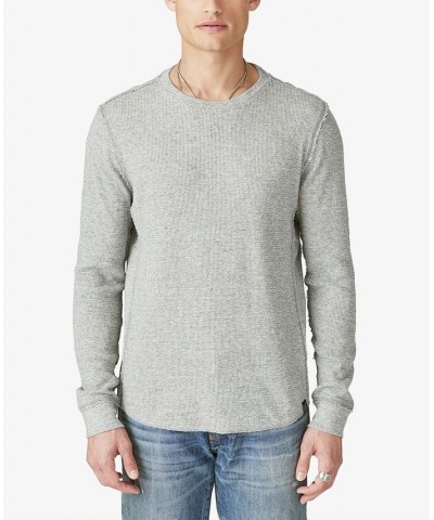 Men's Garment Dye Thermal Crewneck Long Sleeve Shirt Gray $23.24 T-Shirts