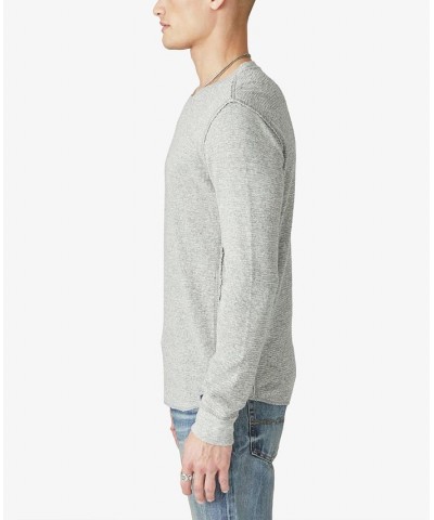 Men's Garment Dye Thermal Crewneck Long Sleeve Shirt Gray $23.24 T-Shirts