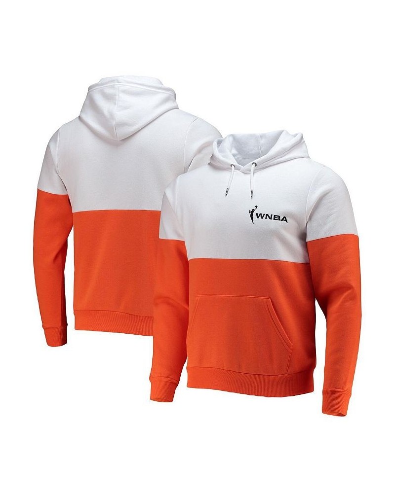 Men's Orange, White Wnba Colorblock Pullover Hoodie $31.50 Sweatshirt