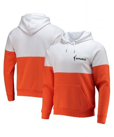 Men's Orange, White Wnba Colorblock Pullover Hoodie $31.50 Sweatshirt