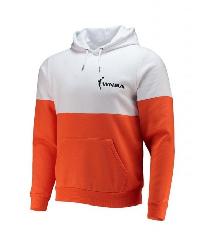 Men's Orange, White Wnba Colorblock Pullover Hoodie $31.50 Sweatshirt