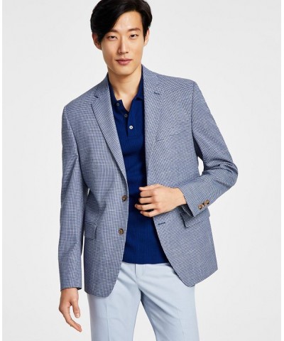 Men's Classic-Fit UltraFlex Stretch Grey & Blue Mini Check Sport Coat Multi $61.44 Blazers