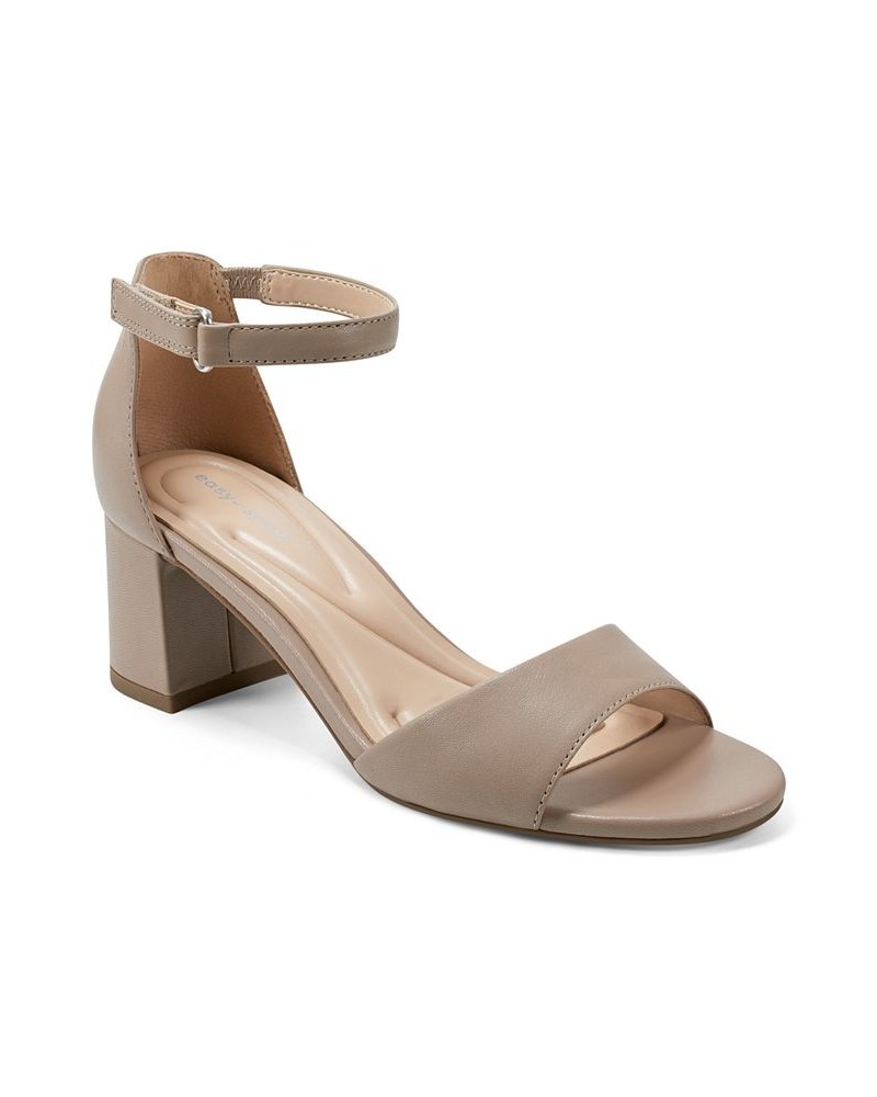 Women's Daven Round Toe Block Heel Dress Sandals Tan/Beige $39.60 Shoes