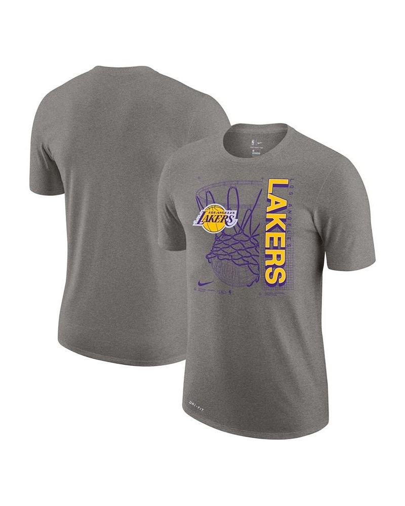 Men's Heathered Gray Los Angeles Lakers Essential Hoop Performance T-shirt $19.79 T-Shirts