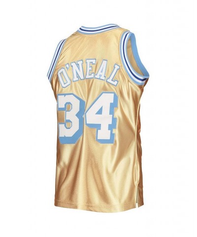 Men's Shaquille O'Neal Gold Los Angeles Lakers 75th Anniversary 1996-97 Hardwood Classics Swingman Jersey $50.76 Jersey