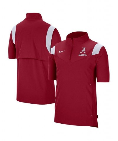 Men's Crimson Alabama Crimson Tide Coach Short Sleeve Quarter-Zip Jacket $34.40 Jackets