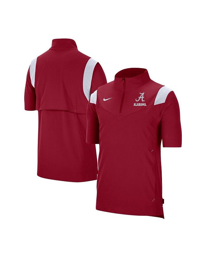 Men's Crimson Alabama Crimson Tide Coach Short Sleeve Quarter-Zip Jacket $34.40 Jackets