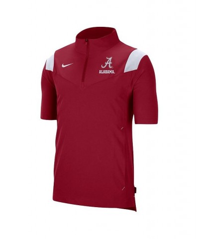 Men's Crimson Alabama Crimson Tide Coach Short Sleeve Quarter-Zip Jacket $34.40 Jackets