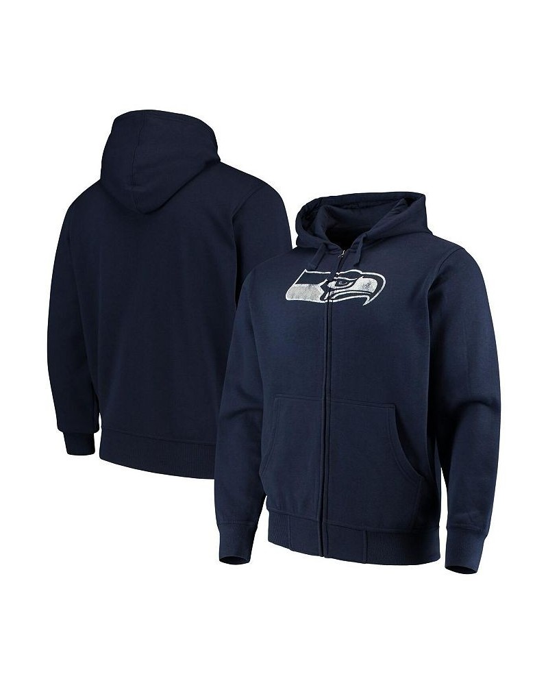 Men's College Navy Seattle Seahawks Primary Logo Full-Zip Hoodie $33.81 Sweatshirt