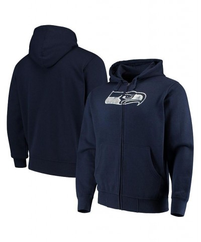 Men's College Navy Seattle Seahawks Primary Logo Full-Zip Hoodie $33.81 Sweatshirt