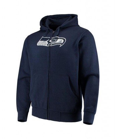 Men's College Navy Seattle Seahawks Primary Logo Full-Zip Hoodie $33.81 Sweatshirt