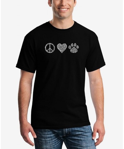 Men's Peace Love Cats Word Art Short Sleeve T-shirt Black $17.84 T-Shirts