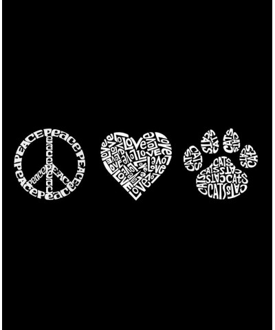 Men's Peace Love Cats Word Art Short Sleeve T-shirt Black $17.84 T-Shirts