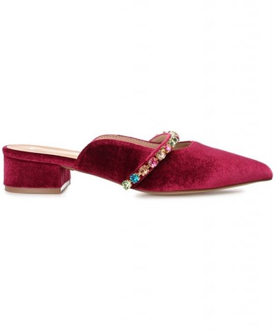 Women's Jewel Velvet Flats Blue $48.00 Shoes