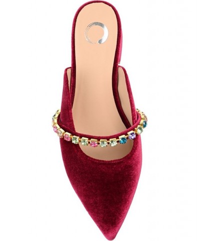 Women's Jewel Velvet Flats Blue $48.00 Shoes