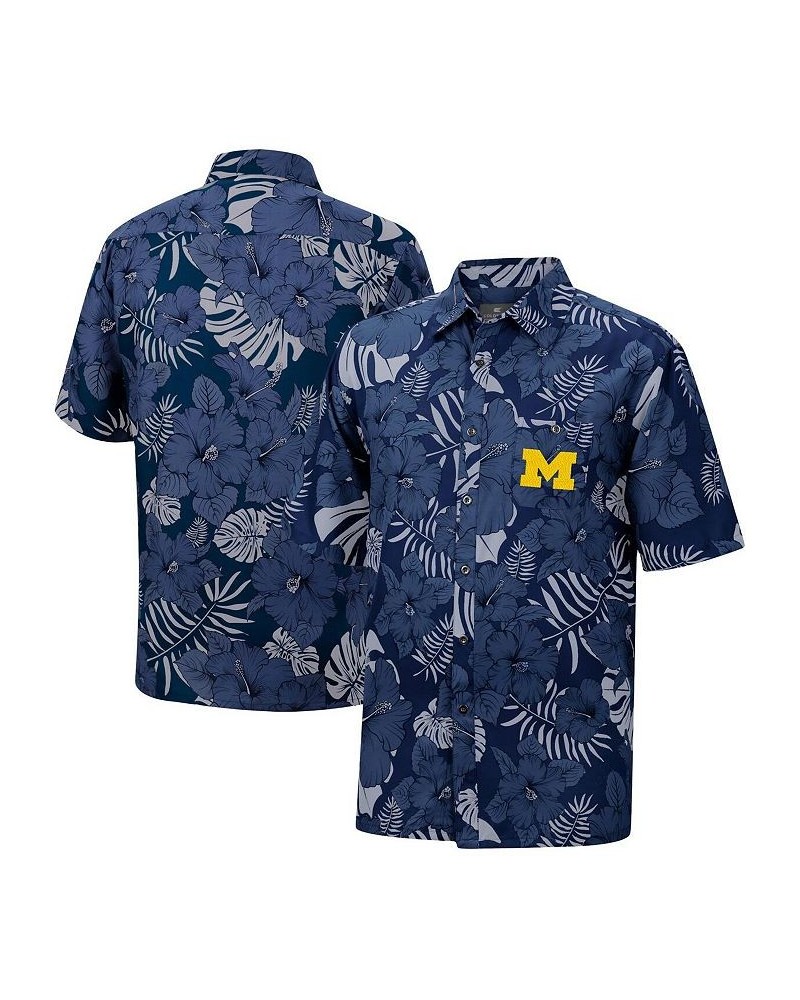 Men's Navy Michigan Wolverines The Dude Camp Button-Up Shirt $36.75 Shirts