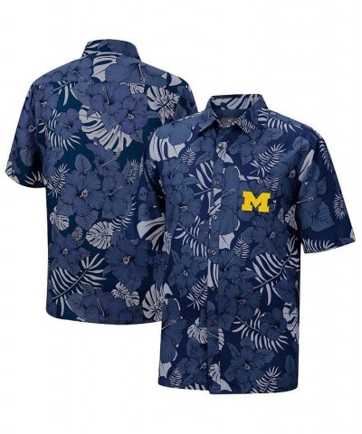 Men's Navy Michigan Wolverines The Dude Camp Button-Up Shirt $36.75 Shirts