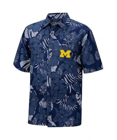 Men's Navy Michigan Wolverines The Dude Camp Button-Up Shirt $36.75 Shirts