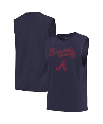 Men's Threads Navy Atlanta Braves Softhand Muscle Tank Top $25.49 T-Shirts