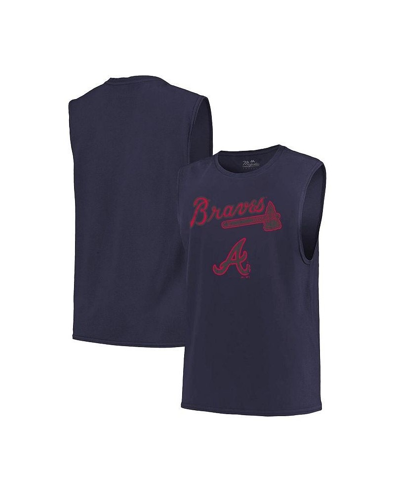 Men's Threads Navy Atlanta Braves Softhand Muscle Tank Top $25.49 T-Shirts