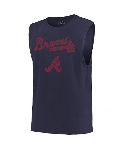 Men's Threads Navy Atlanta Braves Softhand Muscle Tank Top $25.49 T-Shirts