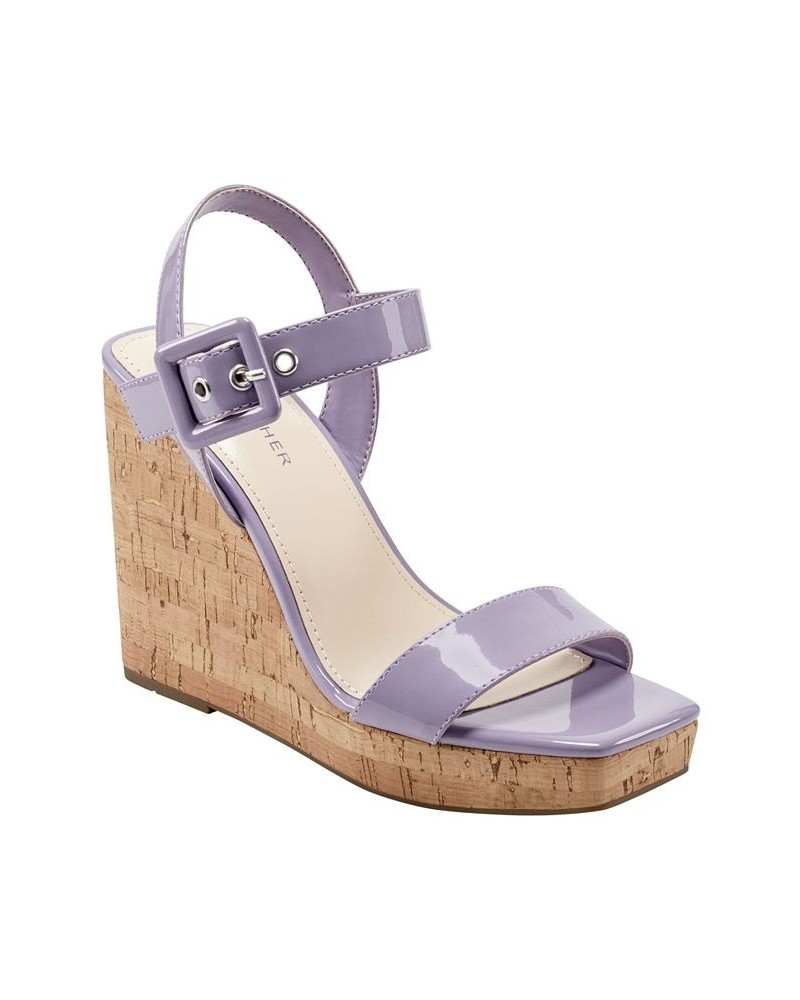 Women's Lukey Dress Wedge Sandals Purple $46.55 Shoes