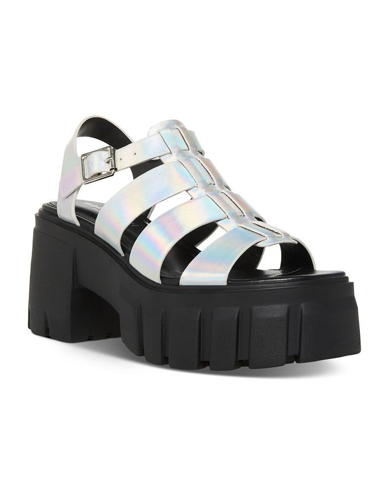 Genesis Platform Lug Sole Fisherman Sandals Silver $35.88 Shoes