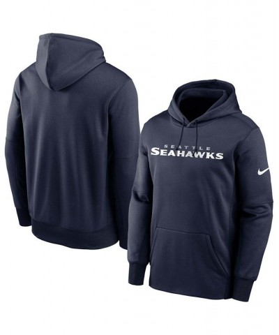 Men's College Navy Seattle Seahawks Fan Gear Wordmark Performance Pullover Hoodie $36.29 Sweatshirt