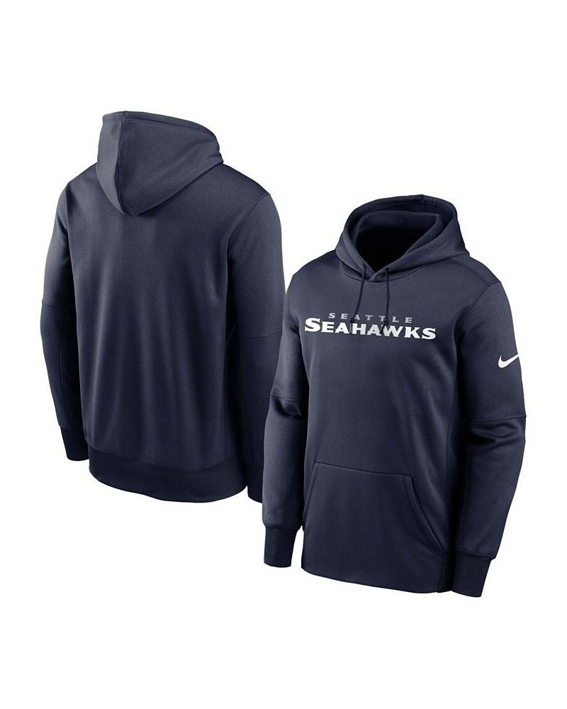 Men's College Navy Seattle Seahawks Fan Gear Wordmark Performance Pullover Hoodie $36.29 Sweatshirt