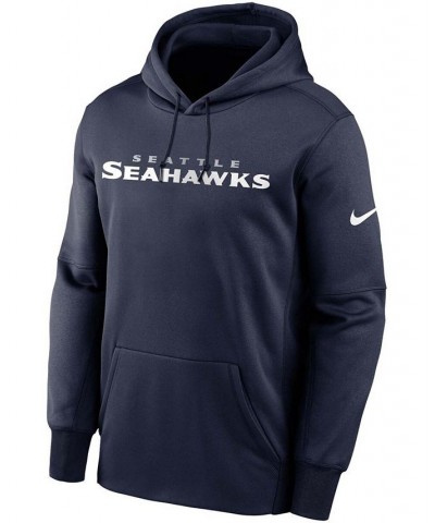 Men's College Navy Seattle Seahawks Fan Gear Wordmark Performance Pullover Hoodie $36.29 Sweatshirt