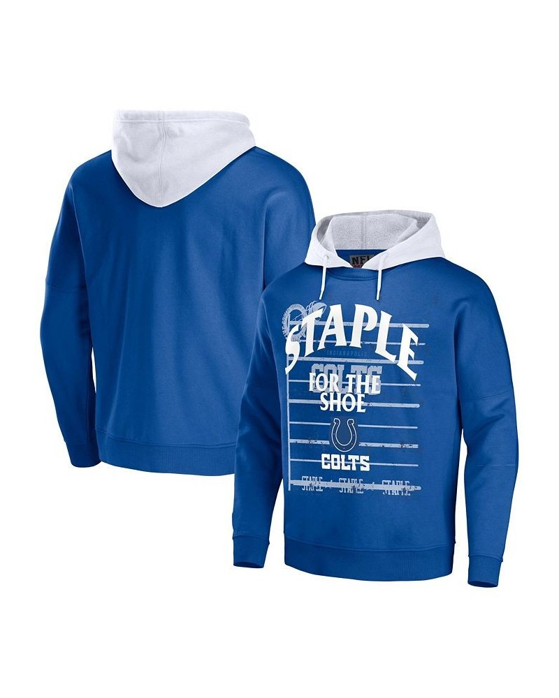 Men's NFL X Staple Blue Indianapolis Colts Oversized Gridiron Vintage-Like Wash Pullover Hoodie $39.41 Sweatshirt