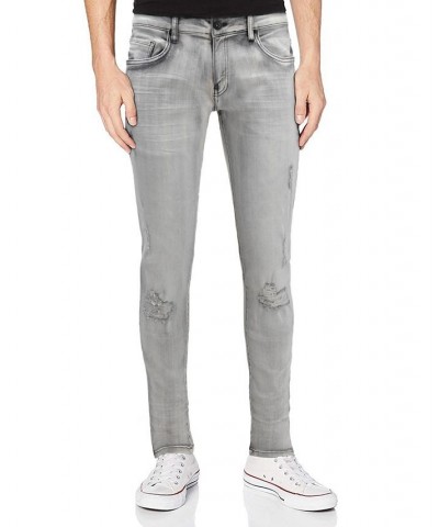 Men's Stretch Distressed Skinny Jeans Gray $22.08 Jeans