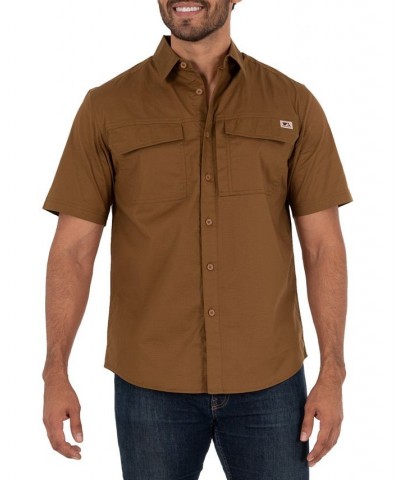 Men's Short Sleeve Ventilated Back Flex Performance Ripstop Work Shirt Brown $16.45 Shirts